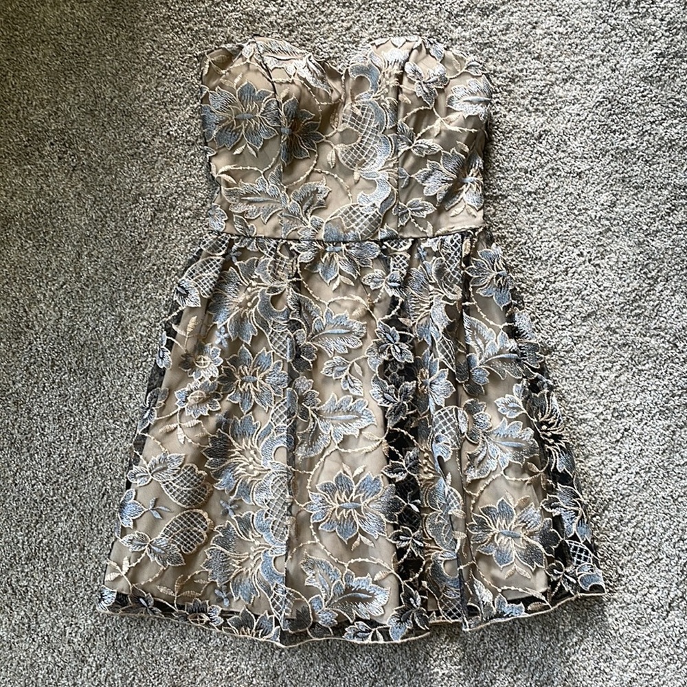 Homecoming/Cocktail Dress - Speechless Gray Tan and Silver Mini Dress